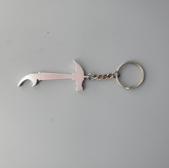 Silvertone Hammer Bottle Opener Keychain - Picture 2 of 3